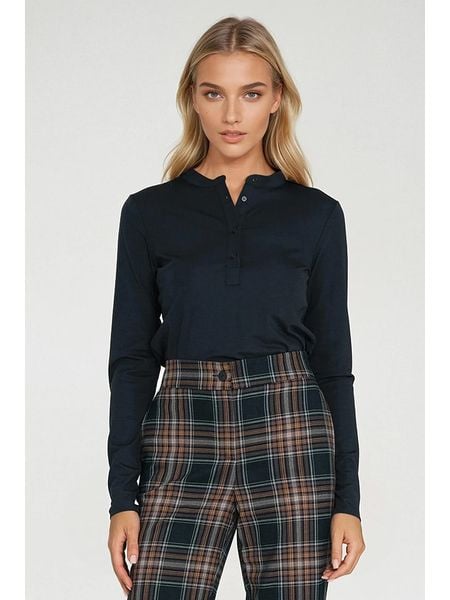 Nife Bluzka w kolorze granatowym rozmiar: 38. Niebieskie bluzki Nife, bez wzorów, bez kołnierzyka, bez ramiączek. Za 148.26 zł.