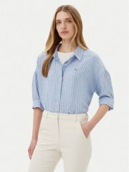 Tommy Hilfiger Koszula WW0WW46169 Niebieski Loose Fit. Niebieskie koszule Tommy Hilfiger, bez wzorów, ze lnu, bez kołnierzyka, bez ramiączek. Za 369.99 zł.