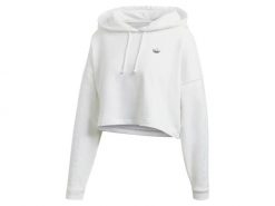 Bluza damska ADIDAS BB CP HOODIE 44. Białe bluzy adidas, bez wzorów, z bawełny, eleganckie, bez ramiączek, bez kaptura. Za 249.00 zł.