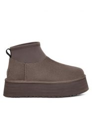 Ugg Śniegowce W Classic Mini Dipper 1168170 Szary. Szare śniegowce UGG, bez wzorów, ze skóry, bez zapięcia. Za 857.77 zł.