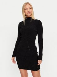 Guess Sukienka dzianinowa Keily W4BK27 Z3JE0 Czarny Regular Fit. Czarne sukienki Guess, xxl, z aplikacjami, z dzianiny, bez kołnierzyka, bez ramiączek. Za 249.99 zł.