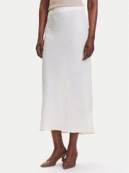 Marella Spódnica midi Desio 2515101032 Biały Regular Fit. Białe spódnice Marella, bez wzorów, ze lnu, midi. Za 709.99 zł.