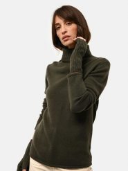 Just Cashmere Kaszmirowy sweter "June" w kolorze khaki rozmiar: L. Zielone swetry Just Cashmere, l, bez wzorów, z kaszmiru, bez ramiączek. Za 500.38 zł.