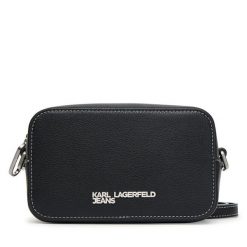 Torebka Karl Lagerfeld Jeans. Czarne listonoszki Karl Lagerfeld Jeans, bez wzorów, z jeansu, bez dodatków. Za 389.99 zł.