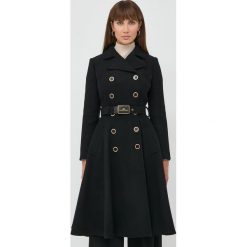 Elisabetta Franchi płaszcz wełniany kolor czarny przejściowy. Czarne płaszcze Elisabetta Franchi, bez wzorów, z wełny, bez kaptura. Za 5,389.90 zł.