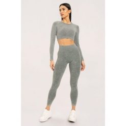 Legginsy fitness damskie Gym Glamour sprane. Zielone legginsy GYM GLAMOUR, bez wzorów, glamour. Za 159.99 zł.