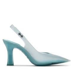 Sandały Melissa. Niebieskie sandały Melissa, bez wzorów, bez obcasa, na słupku, bez zapięcia. Za 439.99 zł.