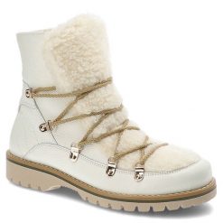 Botki damskie Kampa, cholewka ze skóry naturalnej wnętrze ocieplane i sznurowane, białe, Z652-444-510. Białe botki KAMPA, bez wzorów, ze skóry, eleganckie, bez obcasa, bez zapięcia. Za 339.00 zł.
