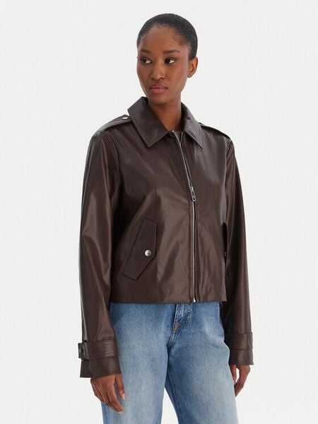 Calvin Klein Jeans Kurtka z imitacji skóry Moto LV047E501G Brązowy Regular Fit. Brązowe kurtki Calvin Klein Jeans, m, bez wzorów, z jeansu, bez kaptura. Za 849.99 zł.