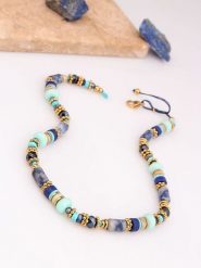 Charlize Pozłacany naszyjnik z turkusami i lapis lazuli - dł 45 cm rozmiar: onesize. Niebieskie naszyjniki Charlize, z materiału, z lazurytem, pozłacane. Za 100.52 zł.