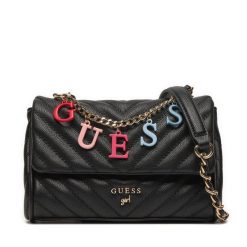 Torebka Guess. Czarne listonoszki Guess, z aplikacjami, bez dodatków. Za 259.99 zł.