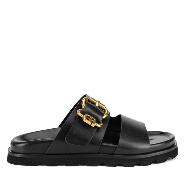 Klapki GINO ROSSI. Czarne klapki Gino Rossi, bez wzorów, bez obcasa, bez zapięcia. Za 329.99 zł.