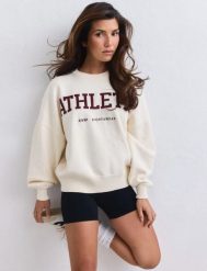 Damska bluza dzianinowa Athletic Knit kremowa. Białe bluzy z kapturem AIM'N, l, bez wzorów, z dzianiny, bez kaptura, na fitness i siłownię. Za 388.00 zł.
