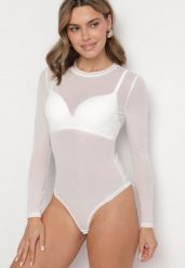 Białe Gładkie Body z Długimi Rękawami Teuma. Białe body i gorsety Born2be, bez wzorów, bez ramiączek. Za 109.99 zł.