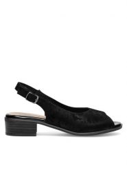 Go Soft Sandały WI23-LUCY-04 Czarny. Czarne sandały GO SOFT, bez wzorów, ze skóry, bez obcasa, na płaskiej podeszwie, bez zapięcia. Za 169.99 zł.