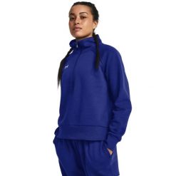 Bluza damska Under Armour Rival Fleece HZ. Niebieskie bluzy Under Armour, bez wzorów, bez kaptura, na fitness i siłownię. Za 149.99 zł.
