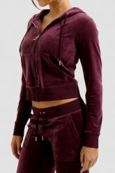 JUICY COUTURE Fioletowa damska bluza Robertson Hoodie. Fioletowe bluzy Juicy Couture, s, bez wzorów, z elastanu, bez ramiączek, bez kaptura. W wyprzedaży za 350.99 zł.