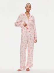 DKNY Piżama YI90003 Różowy Regular Fit. Czerwone piżamy DKNY, xs, bez wzorów, z wiskozy, bez kołnierzyka, bez ramiączek. Za 569.99 zł.