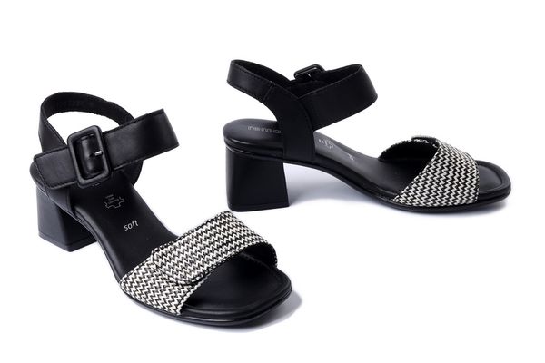 RIEKER REMONTE D1K51-03 black combination, sandały damskie. Czarne sandały Rieker Remonte, bez wzorów, bez obcasa, na obcasie, bez zapięcia. Za 295.92 zł.