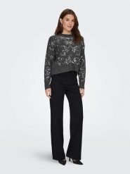 ONLY Sweter w kolorze antracytowym rozmiar: L. Czarne swetry ONLY, l, bez wzorów, ze splotem, bez ramiączek. Za 130.81 zł.