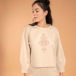 Bluza do jogi damska Kimjaly. Brązowe bluzy KIMJALY, xl, bez wzorów, z bawełny, bez kaptura, na fitness i siłownię. W wyprzedaży za 99.99 zł.