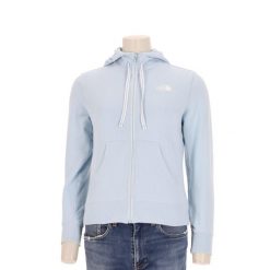 Bluza z kapturem damska rozpinana The North Face. Niebieskie bluzy z kapturem The North Face, l, bez wzorów, z materiału, z kapturem, na fitness i siłownię. Za 127.76 zł.