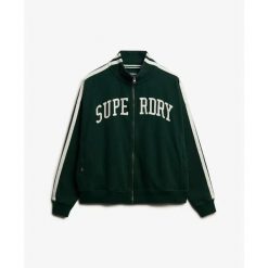 Kurtka dresowa z zamkiem błyskawicznym z aplikacją dla kobiet Superdry Athletic. Zielone kurtki Superdry, z aplikacjami, z dresówki, vintage, bez kaptura. Za 388.25 zł.