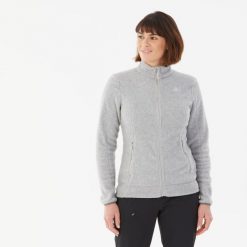 Polar turystyczny damski Quechua MH100 zamek. Szare bluzy z polaru QUECHUA, m, bez wzorów, z materiału, trekkingowe. Za 69.99 zł.