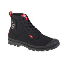 Buty sportowe Sneakersy unisex, Palladium Pampa Hi Army. Czarne buty treningowe Palladium, bez wzorów, z materiału, bez zapięcia, trekkingowe. Za 349.99 zł.