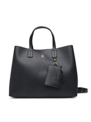 Tommy Hilfiger Torebka Th Icon Satchel Mono AW0AW18923 Czarny. Czarne torebki klasyczne Tommy Hilfiger, bez wzorów, ze skóry, bez dodatków. Za 749.99 zł.