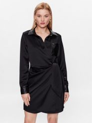 DKNY Sukienka koktajlowa P3ABRODB Czarny Regular Fit. Czarne sukienki DKNY, m, bez wzorów, z syntetyku, wizytowe, bez kołnierzyka, bez ramiączek. Za 439.99 zł.