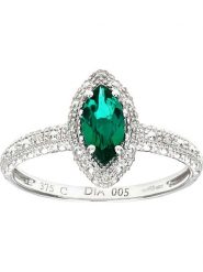 Revoni Złoty pierścionek z diamentami i szmaragdem rozmiar: 52. Szare pierścionki Revoni, z diamentem, złote. Za 1,504.07 zł.