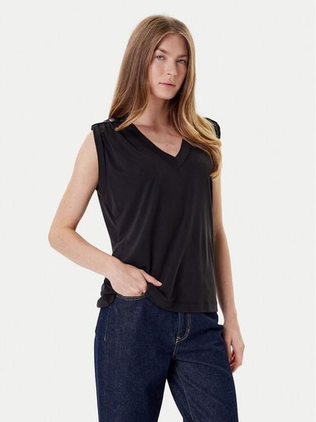 Guess Bluzka W5YP52 KCYW2 Czarny Regular Fit. Czarne bluzki Guess, xl, z aplikacjami, z syntetyku, bez kołnierzyka, bez ramiączek. Za 139.99 zł.