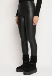 Czarne Legginsy z Ekoskóry z Wysokim Stanem i Polarem Labira. Czarne legginsy Born2be, z aplikacjami, z jeansu, eleganckie. Za 34.99 zł.