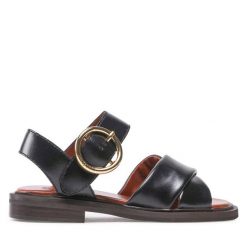 Sandały See By Chloé. Czarne sandały See By Chloé, bez wzorów, bez obcasa, na płaskiej podeszwie, bez zapięcia. Za 1,139.00 zł.