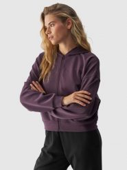 4F Bluza dresowa rozpinana z modalem damska - fioletowa XXL. Fioletowe bluzy z kapturem 4f, xs, bez wzorów, z dresówki, z kapturem. W wyprzedaży za 79.99 zł.