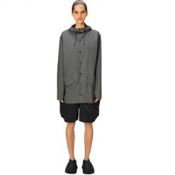 Kurtka przejściowa uniseks Rains W3. Szare kurtki Rains, na lato, s, bez wzorów, z materiału, eleganckie, bez kaptura. Za 392.05 zł.