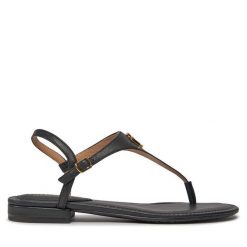 Sandały LAUREN RALPH LAUREN. Czarne sandały Lauren Ralph Lauren, bez wzorów, bez obcasa, na płaskiej podeszwie, bez zapięcia. Za 419.99 zł.