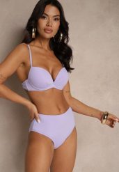 Jasnofioletowe Basicowe Bikini Biustonosz i Majtki Figi Natonea. Fioletowe bikini Renee, bez wzorów, klasyczne. W wyprzedaży za 63.99 zł.