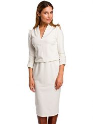 Stylove Sukienka w kolorze kremowym rozmiar: L. Brązowe sukienki Stylove, l, bez wzorów, z bawełny, bez kołnierzyka, bez ramiączek, midi. Za 159.59 zł.