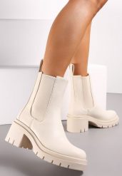 Beżowe Botki w Stylu Wsuwanych Sztybletów Chunky Alitune. Brązowe botki Renee, bez wzorów, bez obcasa, na obcasie, bez zapięcia. W wyprzedaży za 83.99 zł.