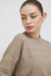 Vero Moda sweter damski kolor beżowy lekki. Brązowe swetry Vero Moda, l, bez wzorów, z dzianiny, bez ramiączek. W wyprzedaży za 82.99 zł.
