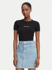Calvin Klein Jeans T-Shirt LV047G816G Czarny Slim Fit. Czarne t-shirty Calvin Klein Jeans, xl, bez wzorów, z bawełny, bez kołnierzyka, bez ramiączek. Za 229.99 zł.