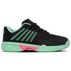 Damskie buty do tenisa K-swiss. Czarne buty treningowe K-SWISS, bez wzorów, z materiału, bez zapięcia, tenisowe. Za 508.70 zł.
