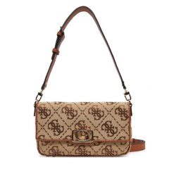 Torebka Guess. Brązowe listonoszki Guess, z aplikacjami, bez dodatków. Za 329.99 zł.