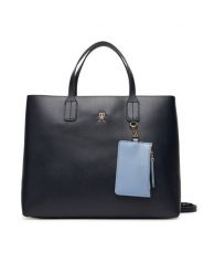 Tommy Hilfiger Torebka Th Icon Satchel AW0AW17683 Granatowy. Niebieskie torebki klasyczne Tommy Hilfiger, bez wzorów, ze skóry, bez dodatków. Za 399.99 zł.