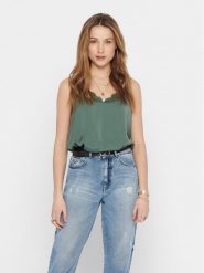ONLY Top Debbie 15176550 Zielony Regular Fit. Zielone topy ONLY, bez wzorów, z syntetyku, bez kołnierzyka, bez ramiączek. Za 59.99 zł.