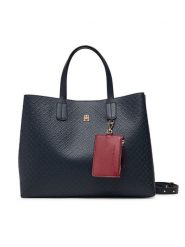 Tommy Hilfiger Torebka Th Icon Satchel Mono AW0AW18923 Granatowy. Niebieskie torebki klasyczne Tommy Hilfiger, bez wzorów, ze skóry, bez dodatków. Za 749.99 zł.