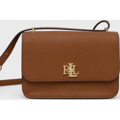 Lauren Ralph Lauren torebka skórzana kolor brązowy. Brązowe listonoszki Lauren Ralph Lauren, bez wzorów, na ramię, bez dodatków. W wyprzedaży za 1,039.90 zł.