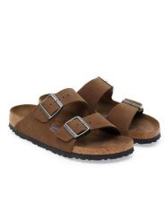 Birkenstock Skórzane klapki "Arizona SFB" w kolorze jasnobrązowym rozmiar: 41. Brązowe klapki Birkenstock, bez wzorów, ze skóry, klasyczne, z otwartym noskiem, bez obcasa, bez zapięcia. Za 362.85 zł.